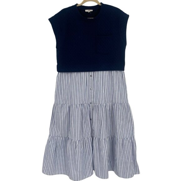 entro Dresses & Skirts - Entro Women’s Size Small Blue Textured Tiered Popover Midi Dress